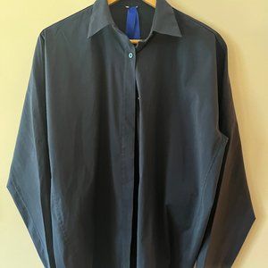 Kit and Ace STUDIO STRETCH BUTTON UP BOYFRIEND FIT Navy Top